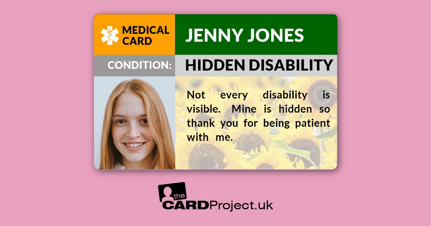 Hidden Disability Sunflower Photo Medical ID Alert Card   (FRONT)